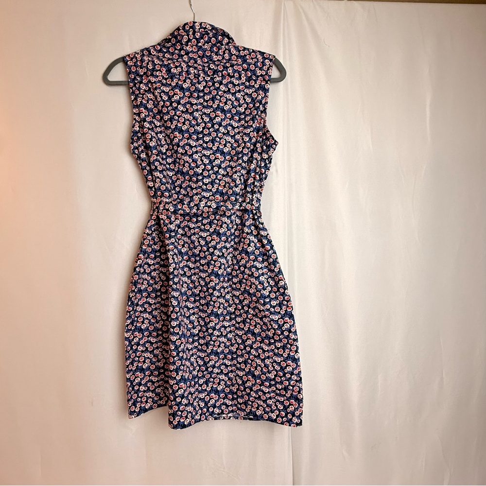 Tommy Hilfiger Sleeveless Shirt Dress Size | Navy Floral Print | Belted Size 12 - Picture 3 of 8